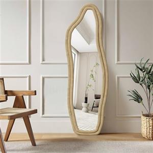 Henunem Specchio a figura intera 140 x 45 cm, Specchi da terra con cornice in lega di alluminio, Grande specchio asimmetrico irregolare moderno a forma di nuvola per camera da letto, bagno e soggiorno, Dorato