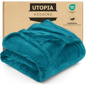 Utopia Bedding Coperta Pile Blanket [150x200 cm, Turchese] Coperta Calda per Letto, Divano, Sedia e Divano - 300 GSM Morbida, Accogliente e Spessa per Tutte le Stagioni