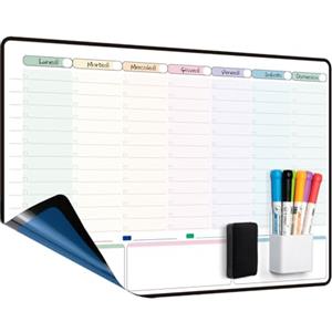 MCCORL Lavagna Settimanale da muro, Adesiva Calendario Famiglia, Planner Settimanale da Parete,To Do List, Cancellabile per Cucina 42×28cm -in italiano