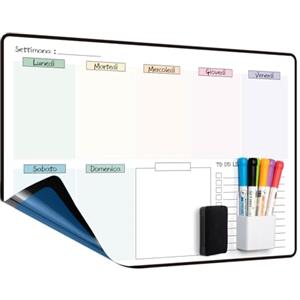 MCCORL Adesiva Lavagna Cancellabile Calendario Planning Settimanale, Memo da Parete, Agenda Famiglia, To Do List,Pianificare I Pasti - in Italiano 42×28cm