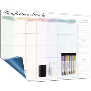 MCCORL 60×40cm Lavagna Bianca Pianificazione la Mensile Famiglia da muro, Adesiva Lavagna Cancellabile Calendario Settimanale, Memo da Parete, Agenda Famiglia, Pianificare I Pasti - in Italiano