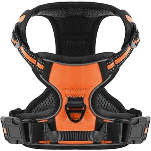 COMSLE Pettorina Cane Taglia Grande Media Piccola, Pettorina per Cani Anti Tiro Riflettente, Imbracatura Regolabile Cani con 2 Ganci in Metallo per Addestramento Corsa (Arancione, S)