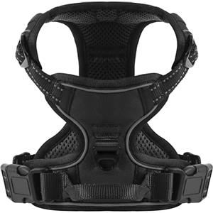 COMSLE Pettorina Cane Taglia Grande Media Piccola, Pettorina per Cani Anti Tiro Riflettente, Imbracatura Regolabile Cani con 2 Ganci in Metallo per Addestramento Corsa (Nero, S)