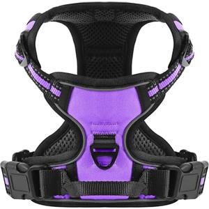 COMSLE Pettorina Cane Taglia Grande Media Piccola, Pettorina per Cani Anti Tiro Riflettente, Imbracatura Regolabile Cani con 2 Ganci in Metallo per Addestramento Corsa (Viola, S)