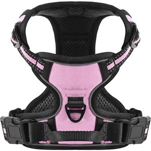 COMSLE Pettorina Cane Taglia Grande Media Piccola, Pettorina per Cani Anti Tiro Riflettente, Imbracatura Regolabile Cani con 2 Ganci in Metallo per Addestramento Corsa (Rosa, L)