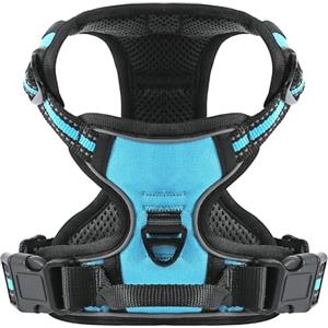 COMSLE Pettorina Cane Taglia Grande Media Piccola, Pettorina per Cani Anti Tiro Riflettente, Imbracatura Regolabile Cani con 2 Ganci in Metallo per Addestramento Corsa (Blu, XL)