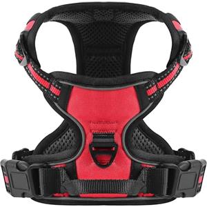 COMSLE Pettorina Cane Taglia Grande Media Piccola, Pettorina per Cani Anti Tiro Riflettente, Imbracatura Regolabile Cani con 2 Ganci in Metallo per Addestramento Corsa (Rosso, M)