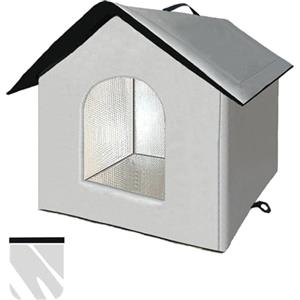 LUNNTE Casetta per gatti e cuccioli di cani per esterni, impermeabile, resistente all'inverno, con tenda trasparente rimovibile (L, grigio 1)