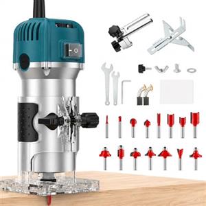 VOBOR Rifilatore Fresatrice Verticale, 800W 30000 RPM Fresatrice Elettrica per Legno con 15 pezzi 1/4 Fresatura Cuter e Mandrino 6/6.35mm, Fresa in Legno Taglialegna Professionale Utensili