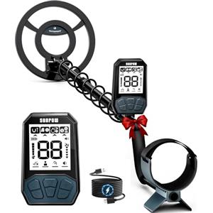 SUNPOW Metal Detector Ricaricabile per Adulti e Bambini - Rilevatore Oro 4 Modalità con Bobina 8" Impermeabile IP68 - Batteria 20H con LCD Retroilluminato - OTMD17