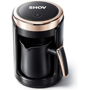 Shov Caffettiera elettrica Moka, 250 ml, 600 W, protezione contro il surriscaldamento, elemento riscaldante in acciaio inox, preparazione rapida, per 1-4 tazze, design moderno