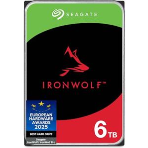 Seagate IronWolf 6TB, Unità disco interna, per NAS RAID, NAS, 3.5, SATA 6 GB/s, 7200 RPM, FFP, Data Rescue Service (ST6000VNZ06)