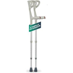 REMEDIA ONE - Stampelle Ortopediche Regolabili in Alluminio Anodizzato, Stampelle Canadesi Adulti Antiscivolo, Altezza 74-97 cm, 2 Unità - Argento