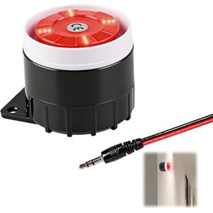 SMCEHEYA Sirena di allarme interno 120 dB 12 V con connettore jack 3,5 mm per allarme GSM - Sirena antifurto piezoelettrica ABS ignifugo installazione facile per sicurezza casa strada tunnel aeroporto