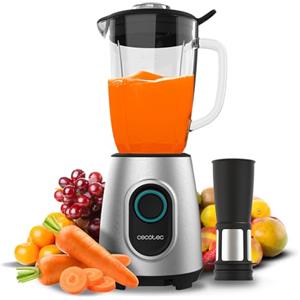 Cecotec Frullatore a Bicchiere Power Black Titanium 2000MAX Inox Pro. 1800W, 27800RPM, 8 Lame Titanio Nero, Caraffa Vetro 1.8L, 2 Velocità, Pulse, Tritaghiaccio, Lavastoviglie, Filtro Frullato