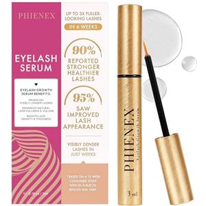 PHIENEX Siero per ciglia, allungante e compattante per ciglia e sopracciglia, con US DermaCraft Labs Technology & Botanical Peptide Complex - 3 ml