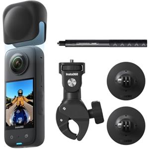 Insta360 X3 Pack Moto - Action cam a 360° impermeabile con adesivi, sensore da 1/2", 360° 5.7K, foto a 360° a 72 MP, stabilizzazione, touchscreen da 2,29", feedback vibrazioni, editing con IA, live