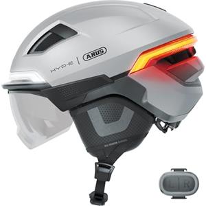 ABUS Casco da bicicletta HYP-E ACE - con luce anteriore, fanale posteriore e luce lampeggiante - con visiera e paraorecchie - adatto anche per e-bike e S-Pedelec - per uomo e donna