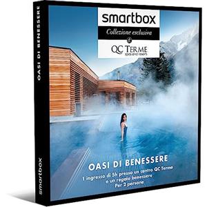 Smartbox - Cofanetto Regalo per Uomo o Donna - Oasi di Benessere - Idee Regalo Originale - 1 Ingresso di 5h Presso Un Centro QC Terme e Un Regalo Benessere per 2 Persone