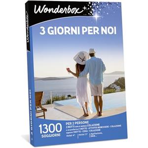 WONDERBOX - Cofanetto Regalo - 3 Giorni per Noi - 2070 Soggiorni - Hotel a 4 et 3 stelle - 2 Notti + 2 Colazioni - Idea Regalo di Coppia - Per Compleanno