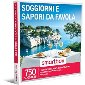 Smartbox - Cofanetto Regalo Soggiorni e sapori da Favola - Idea Regalo per la Coppia - Una Notte con Colazione e Cena per 2 Persone