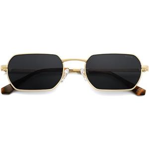 SOJOS Occhiali da sole rettangolari in metallo, classici rettangolari polarizzati UV400 uomo donna, SJ1262, Cornice dorata e lenti grigie, m