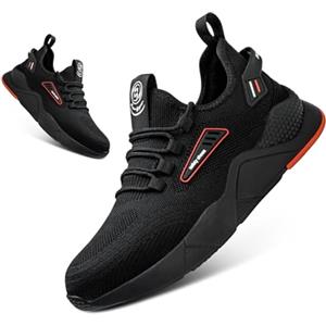 Hitmars Scarpe di Sicurezza Uomo Basket di Sicurezza Scarpe da Lavoro Donna Safety Shoes Lacci Basket Cucina Nero EU36-48, Nero Basket di Sicurezza B, 37 EU