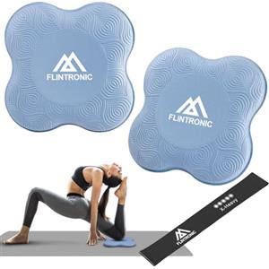 Flintronic Yoga Ginocchiere, 2 Pezzi Yoga Ginocchia con Banda Elastica, Ginocchiere Pad 20 * 20cm, Tappetino per L'equilibrio Antiscivolo