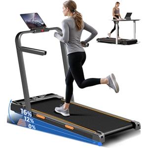 UMAY Tapis Roulant Elettrico Pieghevole con Inclinazione 10KM/H, 16% Tapis Roulant Salvaspazio Elettrico, Schermo LED, Telecomando, Tapirulan da Casa 3.0 CV, Mini Walking Pad, Carico Massima 136KG