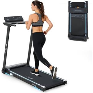 ISE Tapis Roulant Pieghevole da Casa 1-12 KM/H, Tapirulan Elettrico Salvaspazio Treadmill con Schermo LED 15 Programmi per Casa Ufficio