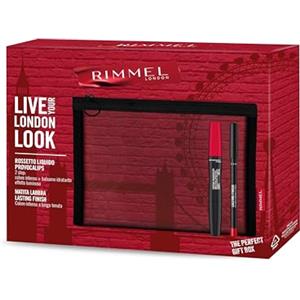 Rimmel London Cofanetto Regalo Live Your London Look, Pochette con Rossetto Liquido Provocalips e Matita Labbra Lasting Finish
