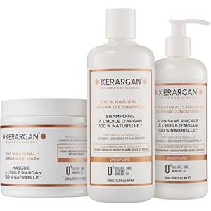 Kerargan - Shampoo, maschera e trattamento senza risciacquo con cheratina e olio di argan per rinforzare e proteggere i capelli - Ideale per stirare - Senza solfati, parabeni e siliconi - 500 ml