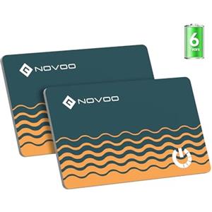 NOVOO Air Tag Card Wallet Tracker Thin 1,6 mm, Smart Card Slim, Batteria 6 Anni, Compatibile Apple Dov'è (iOS Only), Bluetooth GPS, Localizzatore per Portafogli, Valigie, Passaporti,2 Packs