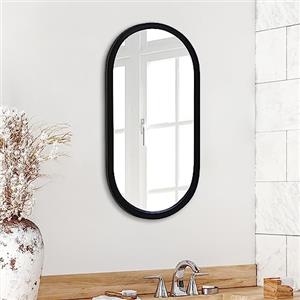 Americanflat Specchio Ovale da 30,4x61 cm - Elegante Specchio Ovale Bagno, Salotto e Camera da Letto con Bordo Nero - Specchio da Parete Moderno con Cornice Spessa