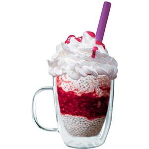 Nerthus FIH 660 - Tazza a doppia parete con manico 350 ml, Tazze da caffè resistenti al calore, a doppia parete in vetro borosilicato adeguato per caffè, tè, dessert