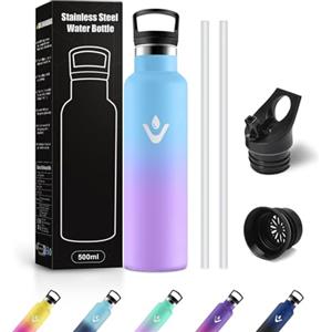 JAPORIA Borraccia Acciaio Inox 750ml, Termos con Cannuccia, a prova di perdite, Riutilizzabile, senza BPA, per Viaggio, Campeggio, Gimnasio