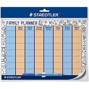STAEDTLER Lumocolor, agenda familiare riutilizzabile, DIN A4, autoadesiva, rimovibile, lavabile a secco, inclusa penna universale cancellabile a secco e morsetto per penna, 641 FP