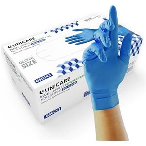 UNIGLOVES Unicare Guanti Monouso in Nitrile - Guanti Monouso Multiuso, Senza Polvere, di Grado Medico - confezione da 200 Gloves, Blu, Small (GS0042)