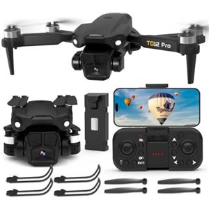 Toladrone TD12PRO Drone con Fotocamera 1080P, Droni per Adulti, Regolabile Motorizzato a 90°, Resistenza al Vento di Livello 3, Controllo Tramite APP, Quadricottero Pieghevole per Principianti