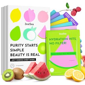 ZealSea Bellezza Pulita Maschera Viso Skincare, Minimalismo 15 Ingredienti Sheet Mask, Dopamine Color Design Face Mask, Spa Pigiama Party, Regalo Donne Adolescente Ragazza, Idratante Beauty Set, 21 Pz