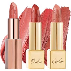 Oulac Set da 3 rossetti metallici brillanti, finitura metallica opaca, formula altamente pigmentata e idratante, liscia e senza grani, vegano