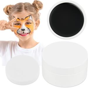 Alaoo Nero Viso Pittura, 50g Body Paint, Pittura del Corpo Pittura Viso Professionale Colori, Sicuro e Lavabile, Con Piumino da Cipria, Pittura per Viso e Corpo per Halloween, Carnevale, Festa