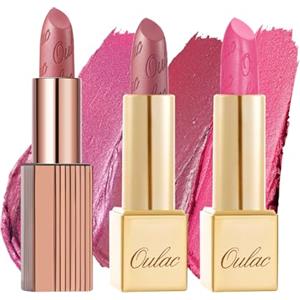 Oulac Nude - Set di rossetti metallici brillanti, finitura metallica opaca, formula altamente pigmentata e idratante, morbida e senza grumi, vegano, 2 unità