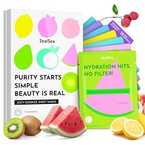 ZealSea Bellezza Pulita Maschera Viso Skincare, Minimalismo 15 Ingredienti Sheet Mask, Dopamine Color Design Face Mask, Spa Pigiama Party, Regalo Donne Adolescente Ragazza, Idratante Beauty Set, 14 Pz