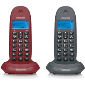Motorola Voice - C1002GW Telefono fisso wireless DECT con interfono e trasferimento di chiamata, schermo retroilluminato a LED e modalità ECO, funzione Mute, vivavoce
