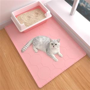 BLESWIN Tappetino per lettiera per gatti 71 x 56 cm, materiale in morbido silicone, facile da pulire, impermeabile, antiscivolo, tappetino resistente per interni e giardino