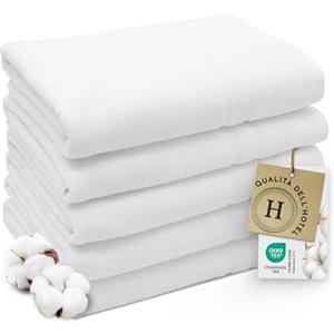 ZOLLNER 5 Teli doccia in 70x140 cm - asciugamani in cotone - Spugna ritorta in alta qualità - bianco - Qualità alberghera - Certificato OEKO TEX (R)