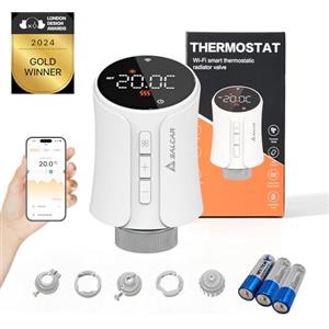 SALCAR Termostato WiFi TRV706W Testina Termostatica Compatibile con Amazon Alexa e Google Home Termostato Programmabile Tuya Radiatore, Nessun Gateway Richiesto (1)