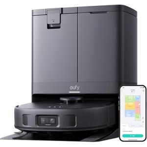 eufy X10 Pro Omni aspirapolvere lavapavimenti con mappatura con Stazione All-in-One, 8.000 Pa, Auto-Svuotamento e Riempimento, 2 Auto-Lift-Mops, Evita Gli Ostacoli(Nero)