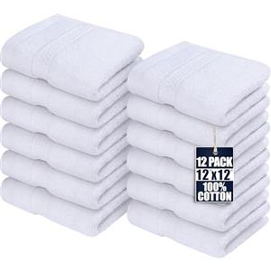 Utopia Towels - Set di 12 Asciugamani Per il Viso Premium, Perfetti Per l'uso in Palestra, Nella Spa, Nel Bidet, a Mano 30 x 30 cm, 100% Cotone (Bianco)